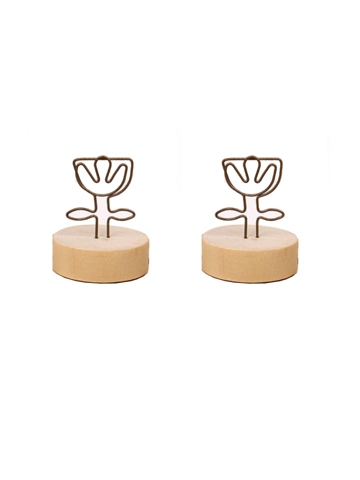 Memo Holder | Memo Clip | Flower Memo Clip Holders (Wooden-base | Dia.45mm×Height (45-50)mm)