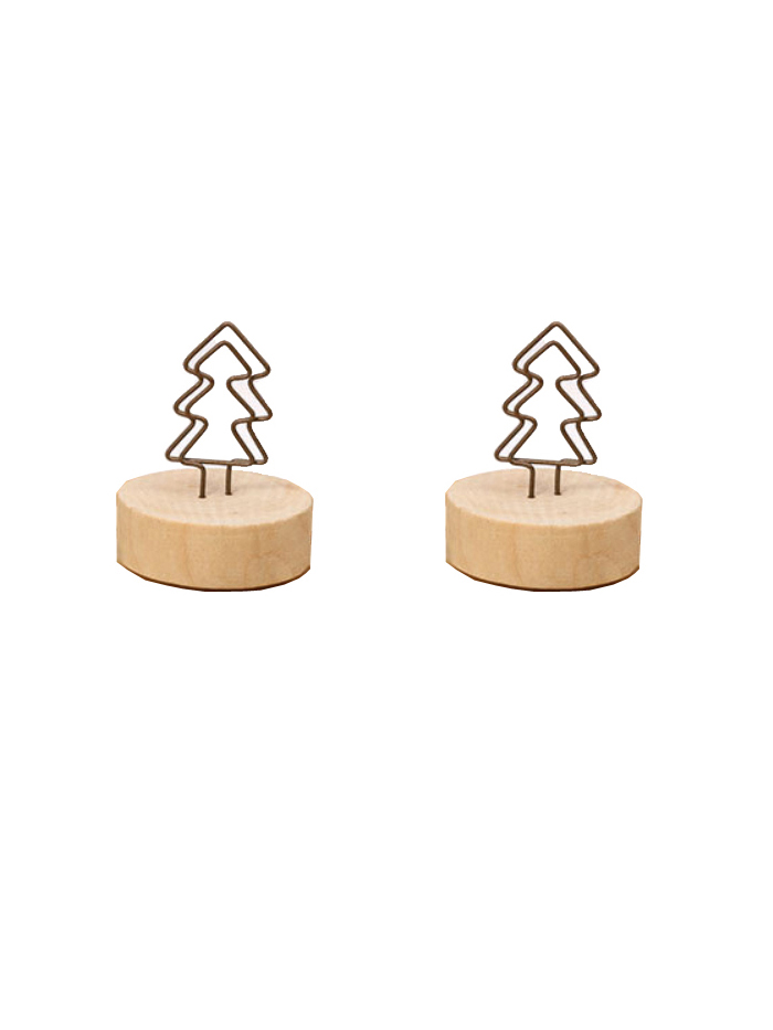 Memo Holder | Memo Clip | Christmas Tree Memo Clips (Wooden-base | Dia.45mm×Height (45-50)mm)
