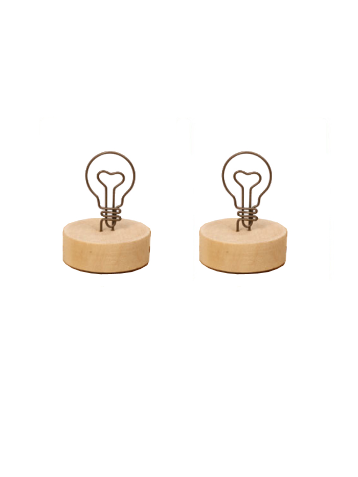 Memo Holders | Memo Clips | Lightbulb Photo Clips (Wooden-base | Dia.45mm×Height (45-50)mm)