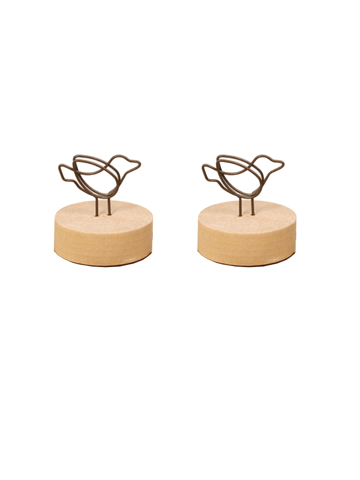 Memo Clips | Memo Holders | Pigeon Picture Clip Stands (Wooden-base | Dia.45mm×Height (45-50)mm)