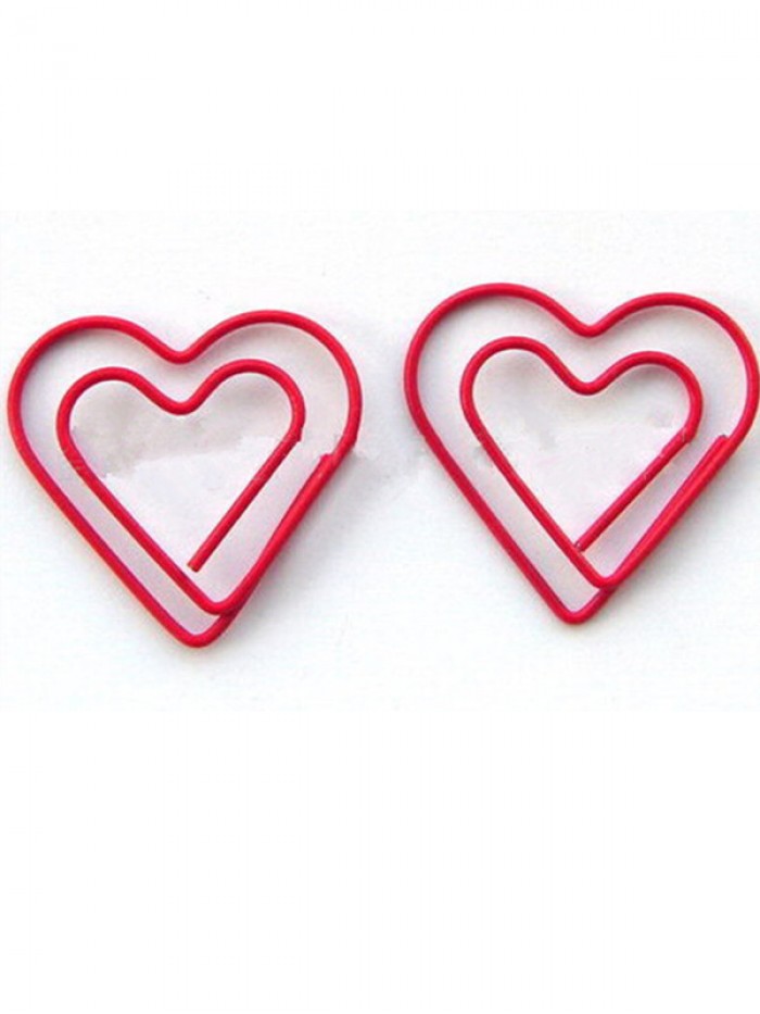 Jetec 100 Pieces 3 cm Love Heart Shaped Small Paper Clips Bookmark Clips for Office School Home Silver
