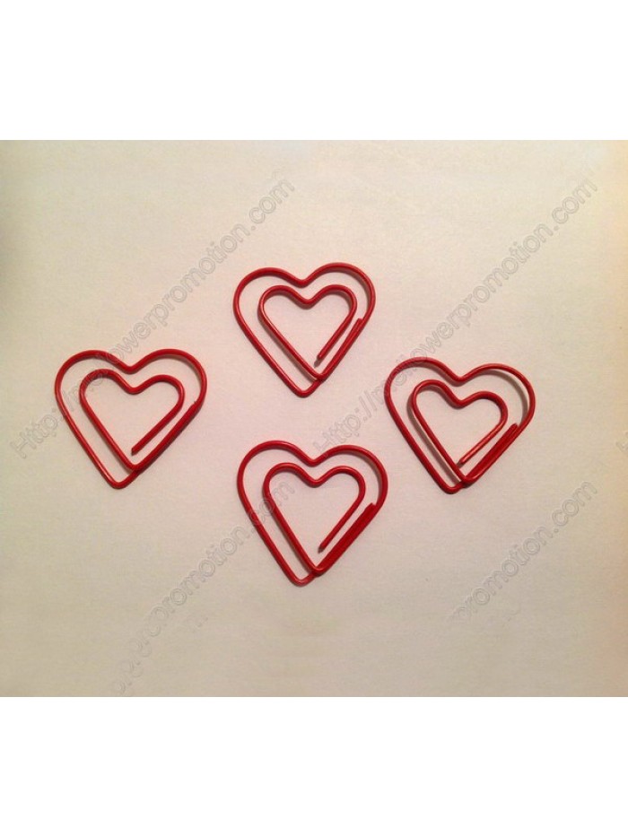 Paper Clips Cute Red Love Heart Shaped Paper Clip for Invitation Card for  Off