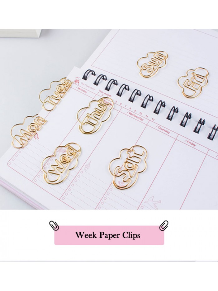 Week Paper Clips | Thur Paper Clips | Cute Stationery (1 dozen/lot)